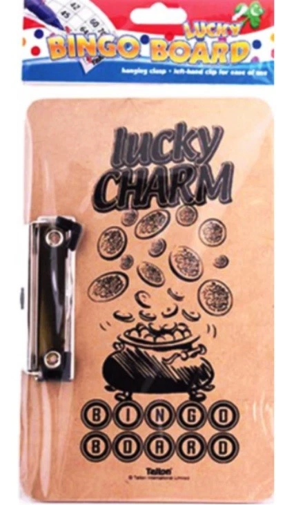 Lucky Charm Game Bingo Board Metal Clip Hanging Clasp 290 x 120mm Chipboard Fun - Image 1 of 1