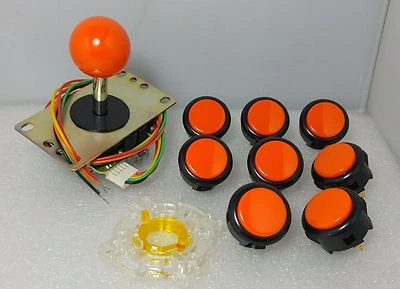 Juego de 8 -Japón Sanwa Mix Negro Naranja Botones y Naranja Joysticks y Piezas GTY Foto 1 de 4