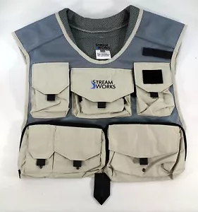 Streamworks Lightweight Mesh Fishing LG Vest 5 Pocket with Hook & Loop Closures - Picture 1 of 5