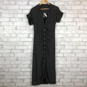 MADEWELL DEF Women's $148 Button-Front Midi Black Floral Shirtdress sz 4 NR021 - Picture 1 of 5