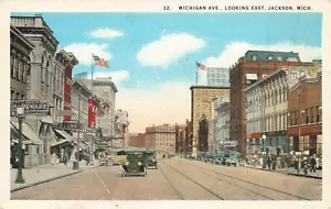 LP67 Jackson Michigan Ave Blick nach Osten 1922 Postkarte - Bild 1 von 2