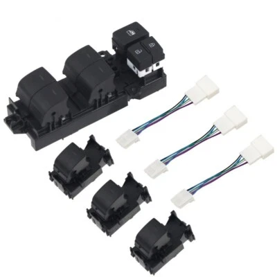 Juego de interruptores de ventana eléctrica LED iluminados color azul para Toyota RAV4 2019-2025 Foto 1 de 4