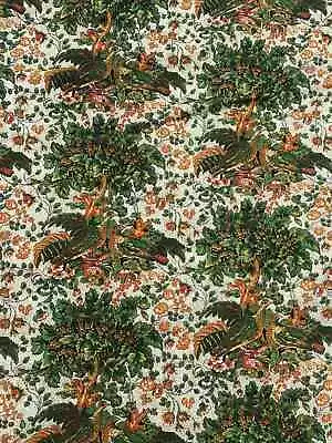 SCHUMACHER CHERRY TREE DOCUMENTED SMITHSONIAN FABRIC GREEN & ORANGE 7 1/2 YDS - Image 1 of 4
