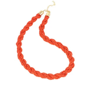 Kürbis Orange Glas Samen Perlen Multi Strang Gedreht Halskette-Neu in Verpackung - Bild 1 von 3