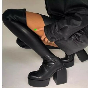 Damen Stiefel Stiefelette High Heels Plateau Schuhe Party Mode Trend Winter Neu - Bild 1 von 15