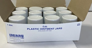 Berry #904, 4 oz White Plastic Ointment Jar w/ Flat Lid, 12 pack - Picture 1 of 5