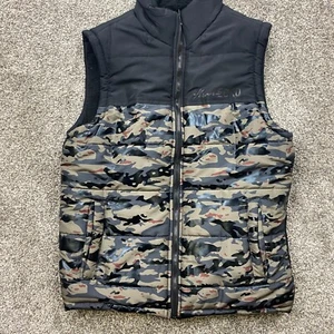 Marc Ecko Cut Sew Puffer Vest Mens M Camouflage Camo Full Zip Sherpa Lined - Picture 1 of 10