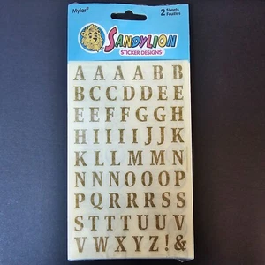 Vtg SandyLion Stickers Gold Alphabet Letters Mylar 80s 90s Collectable - Picture 1 of 4