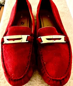 COACH OLYMPIA Red Suede Dress Shoes/Penny Loafers Size 9/39 - Picture 1 of 9