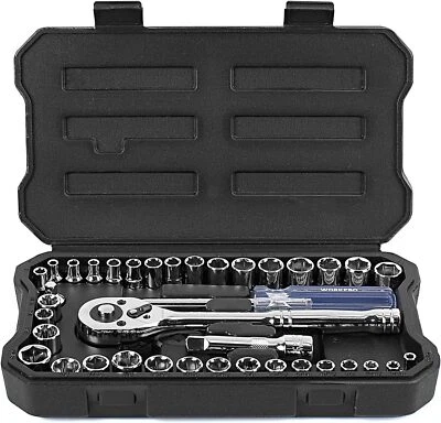 WORKPRO 39-Piece Drive Socket Set 1/4''3/8'', CR-V Metric and Imperial Sockets - Image 1 of 4