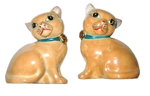 Vtg Cat Kitten Salt & Pepper Shakers Lusterware Eyelashes Japan Anthropomorphic - Picture 1 of 10