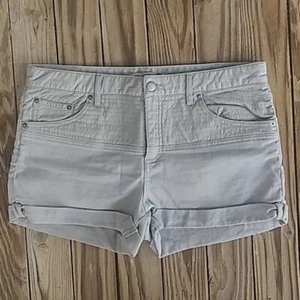 🌹Forever 21 Womens Denim Faux Leather High Rise Rolled Cuff Shorts Sage Sz 29🌹 - Picture 1 of 6
