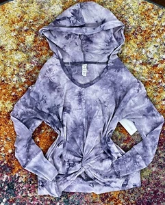 Marika *Boho* Purple Marble Tie Dye Front Knot Hoodie SZ S *NWT* - Picture 1 of 10