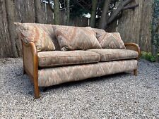 Vintage Multiyork Furniture Bergere 3 Seater Cane Rattan Fabric Sofa