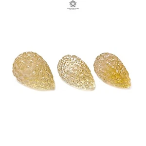 Juego de 3 lágrimas de piedras preciosas de citrino amarillo natural de 64,60 quilates talladas 21 mm - 22 mm - Imagen 1 de 5