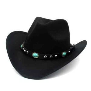 Men’s Blue Black Felt Cowboy Hat. Men’s Western Cowboy Hat. Sombrero Vaquero - Picture 1 of 26