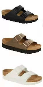 Sandali Papillio Birkenstock Arizona soletta in pelle plateau STRETTI scivoli NUOVI - Foto 1 di 9
