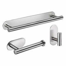 Set Accessori Bagno Autoadesivo Porta Asciugamano e Carta Igienica Appendi Abiti