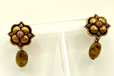 PENDIENTES POSTE PIEDRA SP OVALADOS GOTA FLOR BRONCE DISEÑADOR STEPHEN DWECK Foto 1 de 4