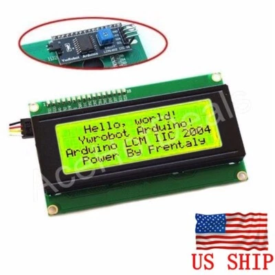 Yellow Serial IIC/I2C/TWI 2004 204 20X4 Character LCD Module Display For Arduino - Image 1 of 4