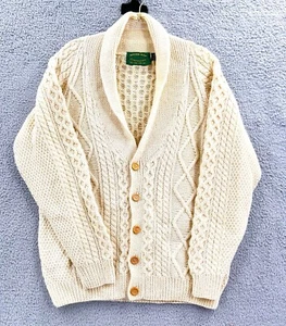 Maine Bay Strickjacke Pullover 100% Wolle Zopfmuster Handstrick Grobstrick Fischer Herren L - Bild 1 von 9