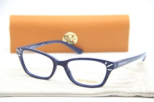 NEW TORY BURCH TY 4002 1370 NAVY SILVER AUTHENTIC EYEGLASSES W/CASE 50-16 - Picture 1 of 3