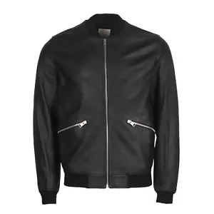 Sandro Paris Men's Jacket Size 36 FR / S Leather Bomber With Pockets SHPBL00478 - Picture 1 of 13