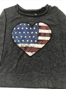 DIRTEE HOLLYWOOD GIRLS SIZE L RARE AMERICAN FLAG HEART - Picture 1 of 5