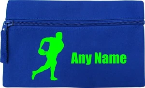 Rugby Print Blue Personalised Kids Child School Pencil Case B-day Xmas - Picture 1 of 10