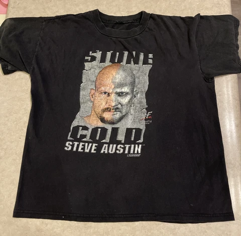 Vintage 1998 WWF Stone Cold Steve Austin T Shirt Size Small Distressed RARE Y2K Cover