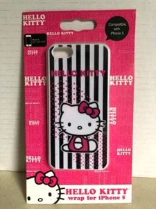 Hello Kitty Wrap Case Protector for iPhone 5 NEW Black White Stripes - Picture 1 of 3