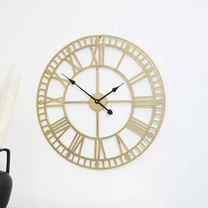 Gold Metal Skeleton Clock metallic glamorous vintage kitchen wall decor living r - Picture 1 of 4