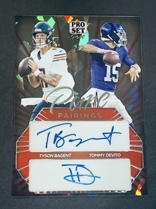 2024 Pro Set Pure Pairings Tyson Bagent,Tommy Devito Dual Auto Cracked Ice 2/2 - Picture 1 of 3