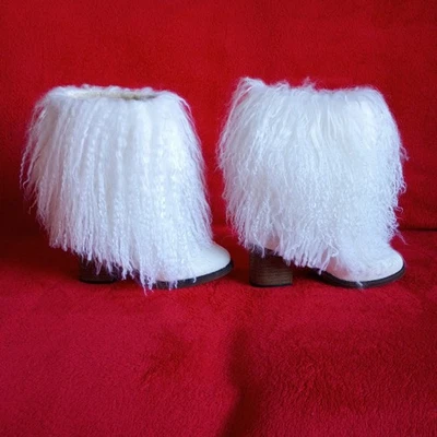NIB Bear Paw Boticia Boots Real Fur Wool Lined Block Heel White Women Size 6 - Image 1 of 4
