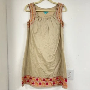 Calypso St Barth Tan Embroidered Sheath Dress Mini Womens XS Boho Beachy Casual - Picture 1 of 9