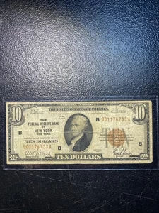💎 1929 $10 Federal Reserve Bank Of New York Reverse Alignment Off - Picture 1 of 4