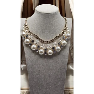 Vintage Statement-Halskette mit Strass und Perlen Cluster - Bild 1 von 4