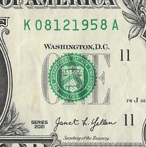 AUG 12 1958 Birthday Fancy Serial Number Date Note One Dollar Bill 08 12 1958 - Picture 1 of 11