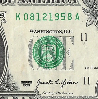 AUG 12 1958 Birthday Fancy Serial Number Date Note One Dollar Bill 08 12 1958 - Image 1 of 4