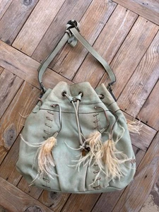 Patricia Nash Blue Green Picerno drawstring Purse feathers Italian Leather New - Picture 1 of 14