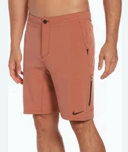 Nike Dri Fit Hybrid Trunks Shorts Size 38 9" Swim Wake Surfing Mens Dusty Orange - Picture 1 of 13