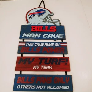 Buffalo BIlls Man Cave Dangle Wood Sign - Picture 1 of 6