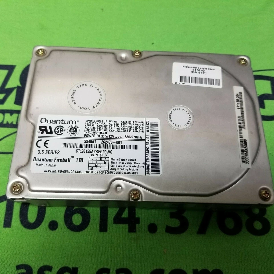 Quantum 3840AT 3.8GB Internal IDE 7200RPM 3.5"  - TM38A492 - Hard Drive HDD - Image 1 of 1