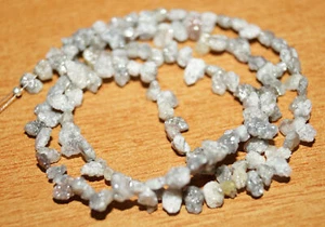 Raw Diamonds Natural White Uncut Very Rare Rough Briolettes 4x2mm 16" Strand NR0 - Picture 1 of 4