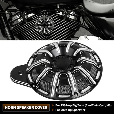 Black Cut 110 dB Horn Speaker Cover For Harley Forty Eight Softail Sportster 883 - Изображение 1 из 4