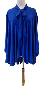 Neu italienische Oversize Langarm Fliege Bluse High Low Knopf One Size 12-18 - Bild 1 von 13
