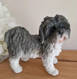 Standing White and Grey Shih Tzu Ornament Lifelike Dog Figurine NOT Boxed NEW - Picture 1 of 8