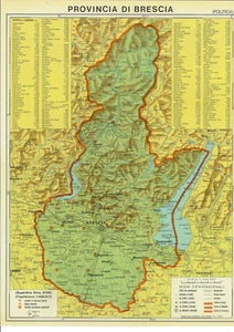 PROVINCIA DI BRESCIA CARTINA GEOGRAFICA PLASTIFICA F.M.B. 41 X 30 VINTAGE - Imagen 1 de 2