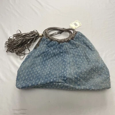 NUEVO CON ETIQUETAS Bolso Alyssa con Asa Superior Azul Plateado Ojales Doble Asa Bolsillos con Cremallera Cartera Foto 1 de 4