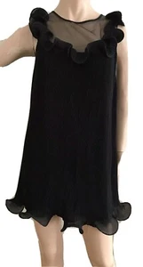 H&M TREND RARE BLACK PLEAT RUFFLE LBD PARTY RETRO 60'S DRESS UK 6 EU 32 XS BNWT - Picture 1 of 19